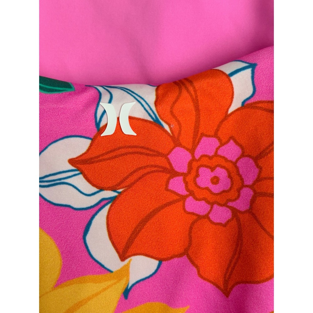 Hurley Daisy Delight Mod One Piece Swimsuit Pink Floral Side Cutout Size M - Picture 3 of 12